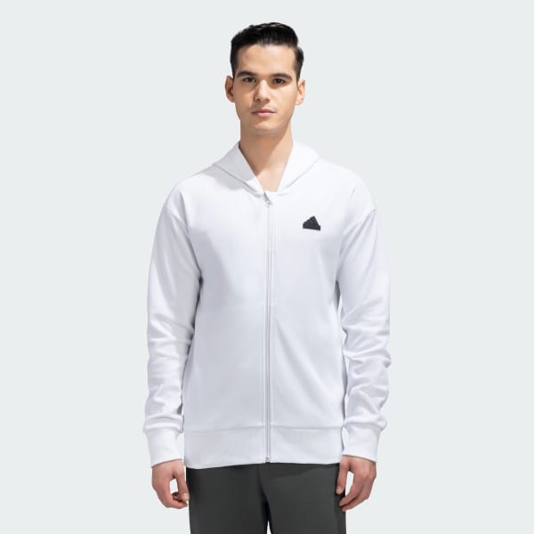 White FUTURE ICONS BADGE OF SPORT FULLZIP HOODIE