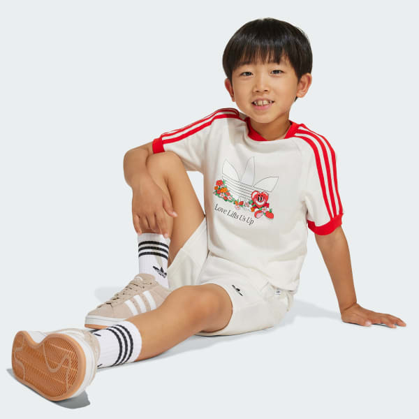Putih Setelan Tee dan Celana Pendek Anak adidas Originals