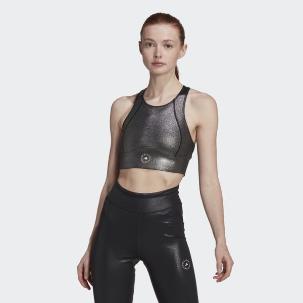 Czerń adidas by Stella McCartney Shiny Training Crop Top JKM01