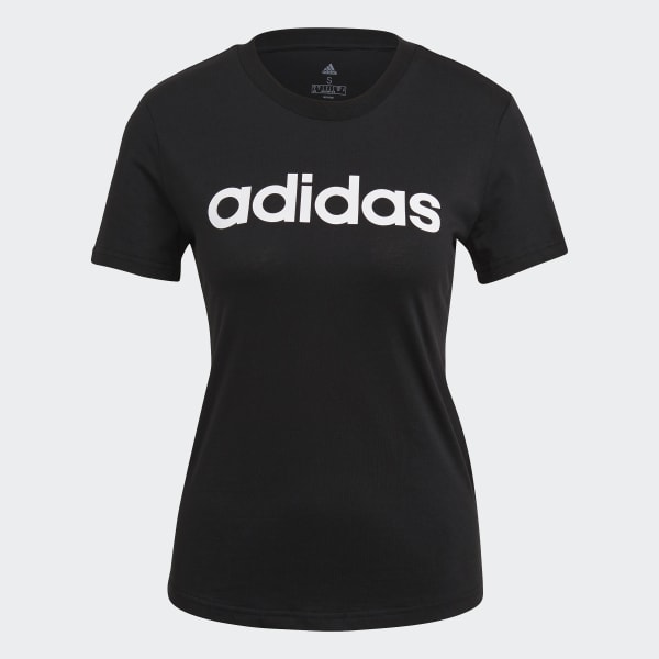 Schwarz Essentials Slim-T-Shirt mit Logo