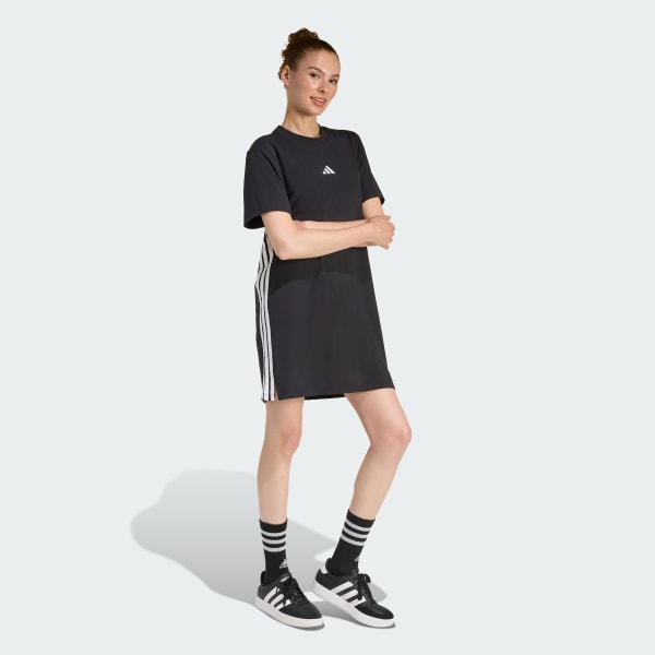 Negro VESTIDO CAMISETA ESSENTIALS 3 STRIPES