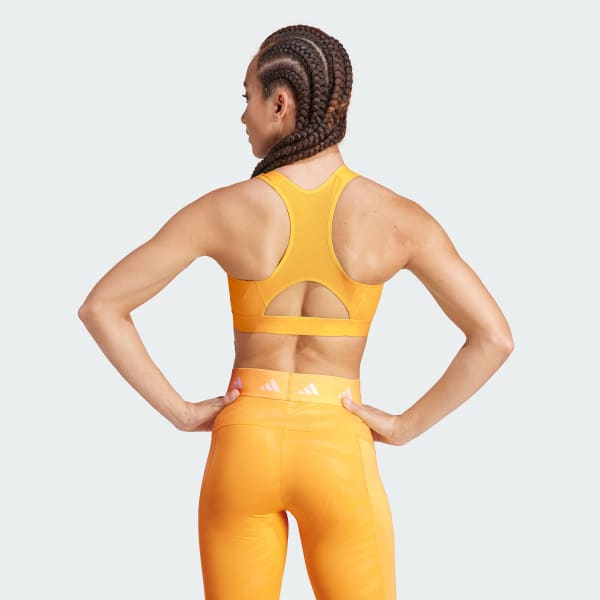 zlutá Podprsenka Powerimpact Training Medium-Support Techfit High-Neck Zip