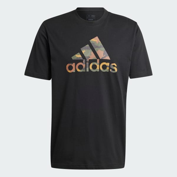 สีดำ เสื้อยืดพิมพ์ลาย Camo Badge of Sport