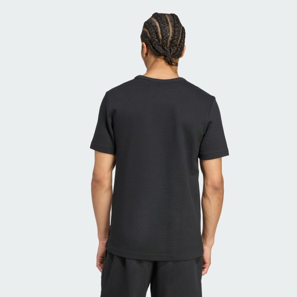 Black Trefoil Essentials Waffle Tee