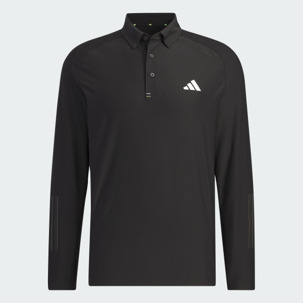 Black Long Sleeve Stretch Polo Shirt