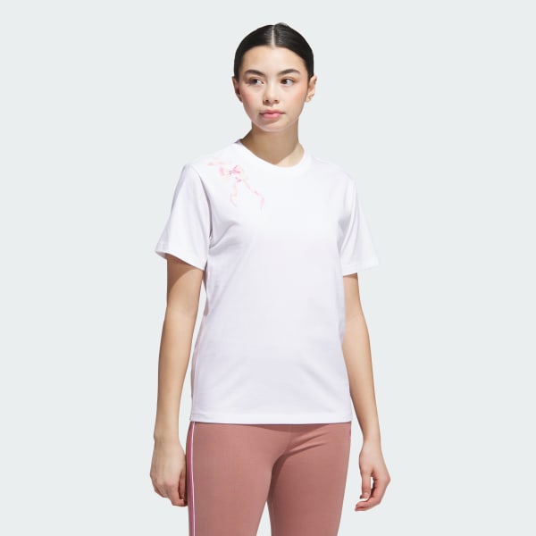 Weiss Coquette Bows Grafik T-Shirt