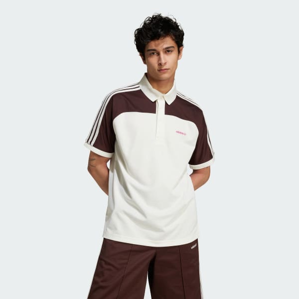 White '80s Premium 3-Stripes Archive Mock Mesh Polo Shirt