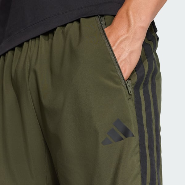 adidas Essentials Training 3-Stripes Woven Shorts - Green | Free