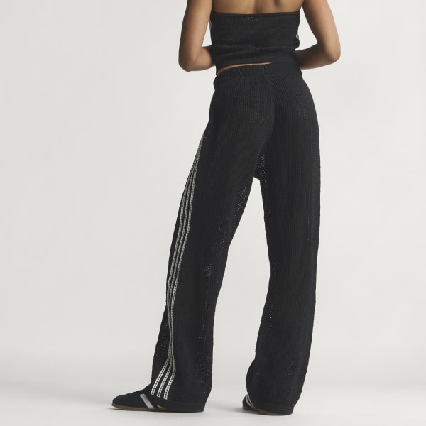 adidas KNITTED CROCHET FIREBIRD TRACK PANTS - Black | Free