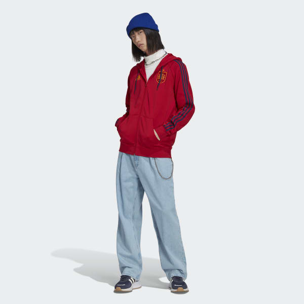 Czerwony Spain 3-Stripes Full-Zip Hoodie TS902