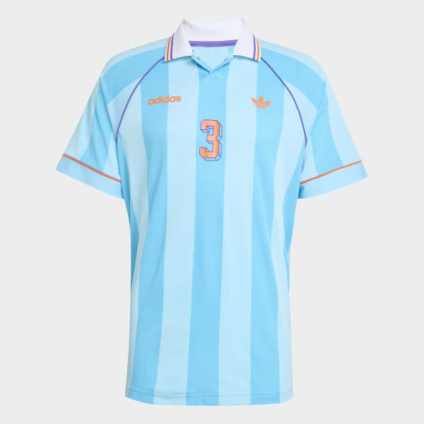 アディダス ジャカード・ストライプ・ジャージー - ブルー