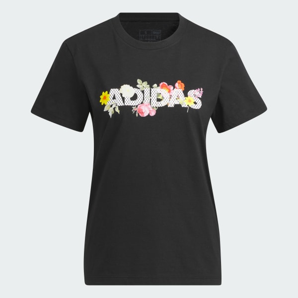 adidas Floral Mesh Graphic Tee - Black | Free Shipping with