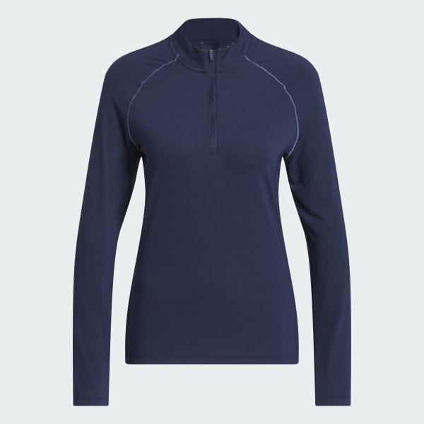 adidas Ultimate365 Solid Quarter-Zip Mock Polo Shirt - Blue