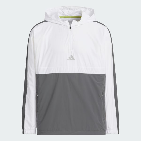 ホワイト 【ゴルフ】クオータージップ　フード　プルオーバー 長袖