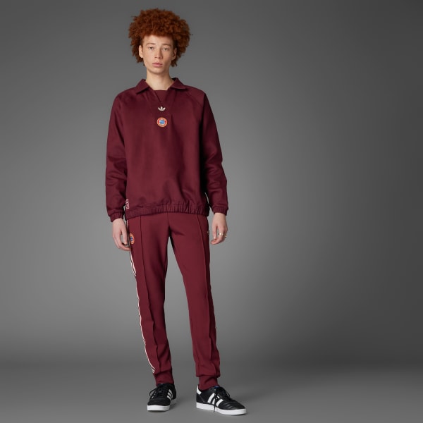 ★ adidas★ FC Bayern Terrace Icon Drill Top JF0596 adidas Terrace Icons Drill Sweatshirt x Bayern in Garnet