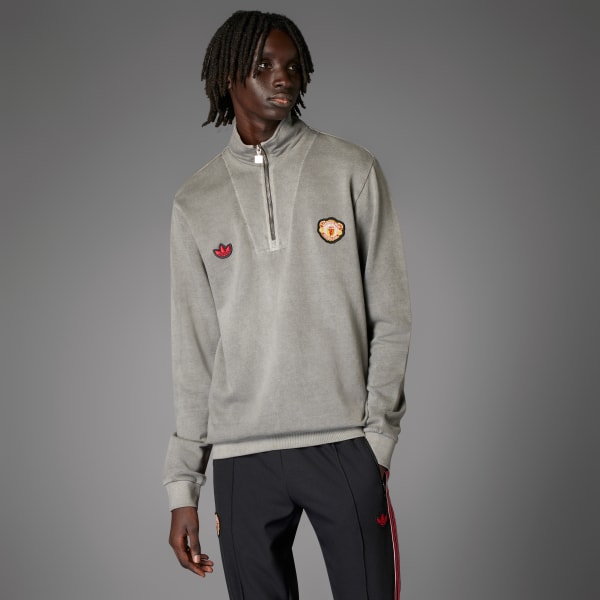 Czerń Bluza Manchester United Terrace Icons Half-Zip