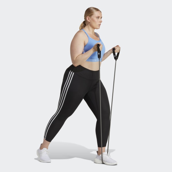 Black Train Essentials 3-Stripes High-Waisted 7/8 Leggings (Plus Size)