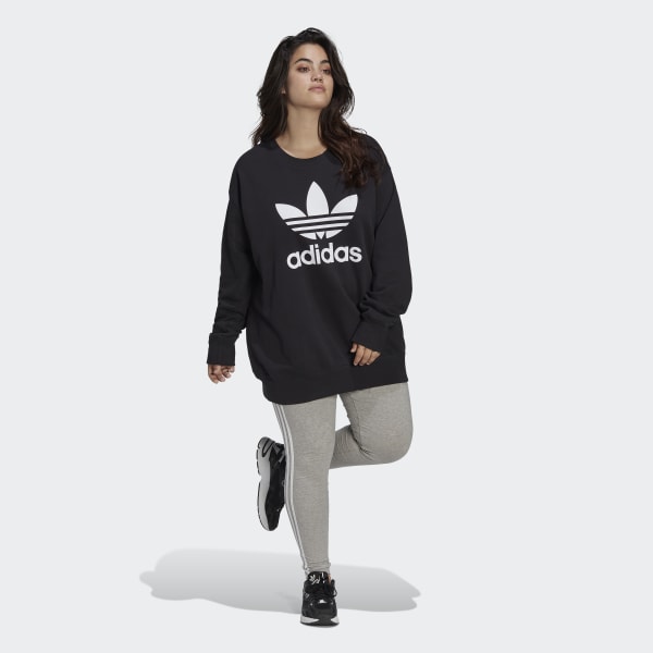 adidas Trefoil Crew Sweatshirt (Plus Size) - Black