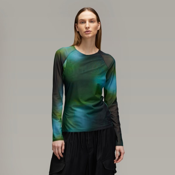 Cok-renkli Y-3 Allover Print Mesh Fitted Tişört