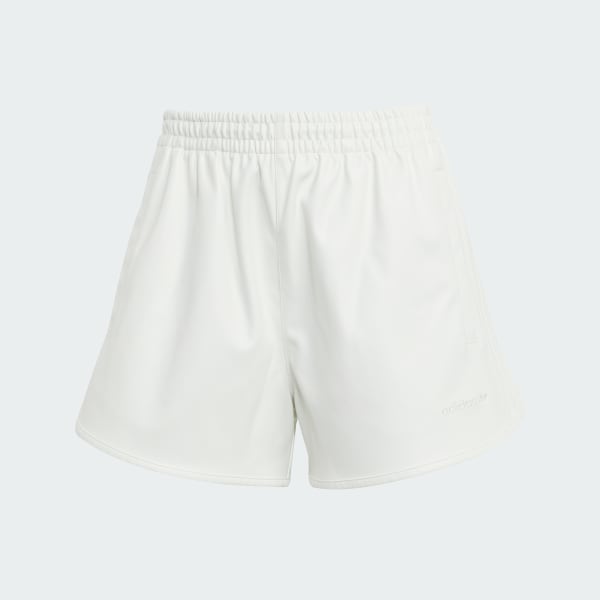 สีขาว กางเกงสปรินเตอร์ขาสั้นหนังเทียม