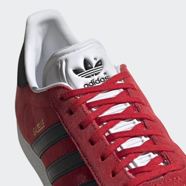 Grey and red adidas gazelle store