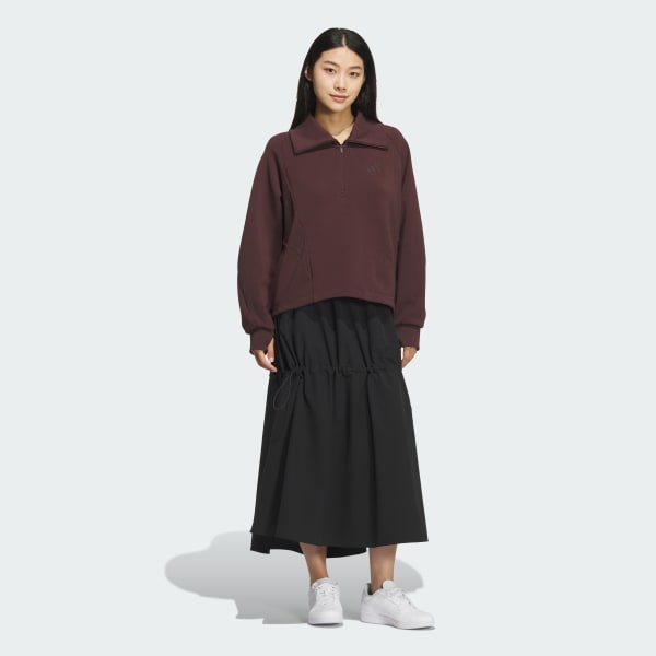 Brown Women Soft Lux 하프 집 스웨트셔츠