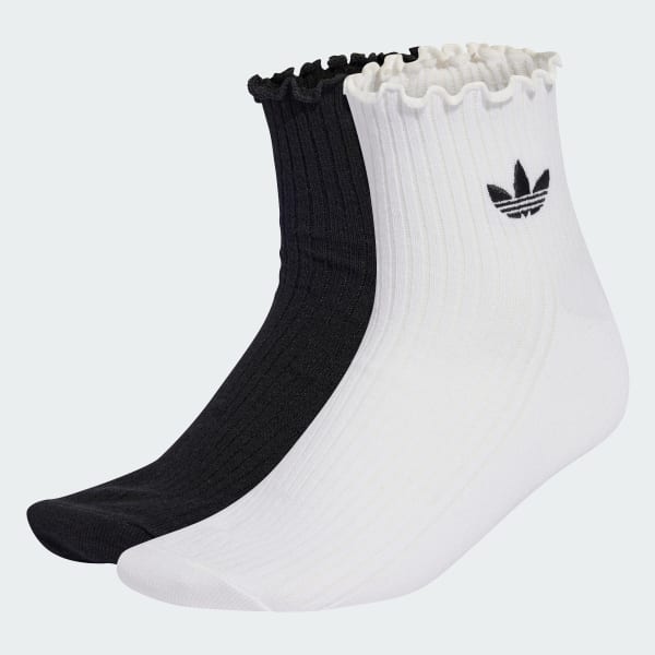 White RUFFLE QUARTER SOCKS