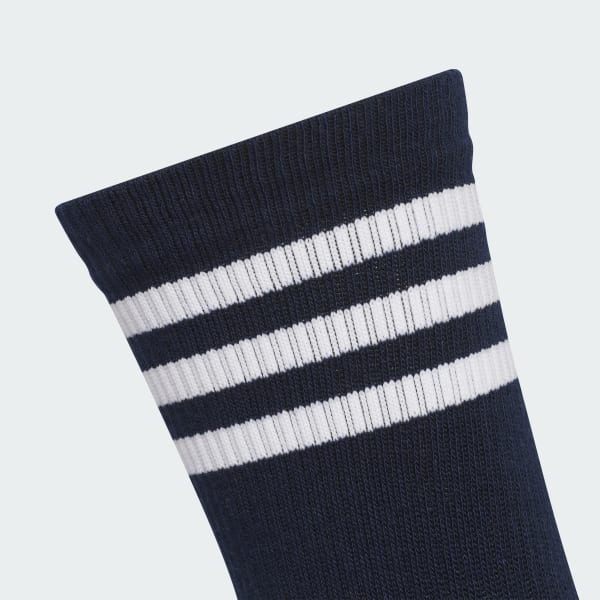 ブルー 【ゴルフ】クルー丈 スリーストライプ クッションソックス
