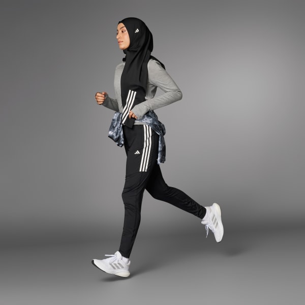 Hitam Hijab Own the Run 3-Stripes