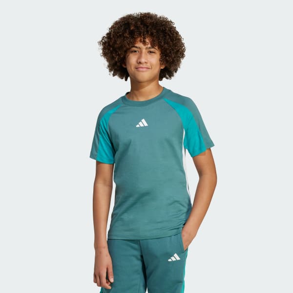 Verde Camiseta Seasonal Essentials Colorblock (Adolescentes)