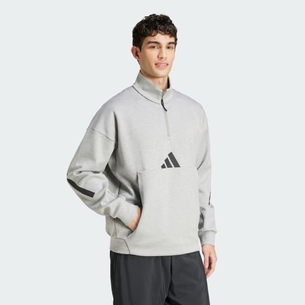 Grijs adidas Z.N.E. Sweatshirt met Korte Rits