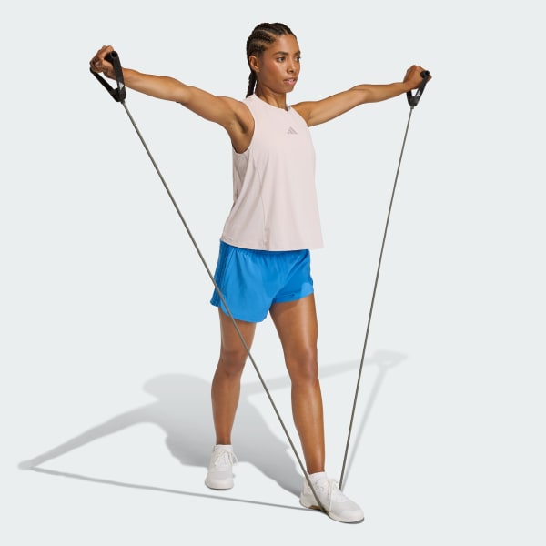 Bleu Short d'entraînement taille haute toile Pacer