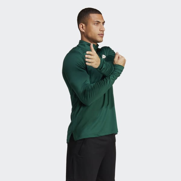 Vert T-shirt à manches longues et zip 1/4 Sports Club