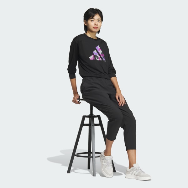 ブラック 長袖 グラフィックTシャツ