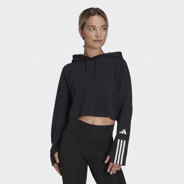 Train essentials cropped leggings in cotton mix, black, Adidas Performance