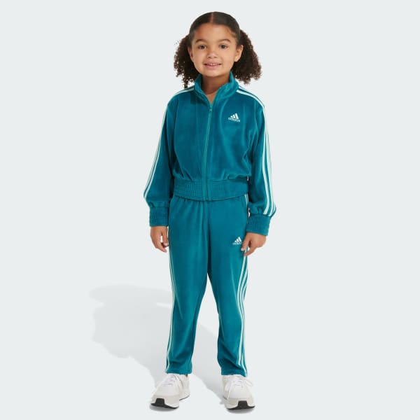 adidas Two-Piece Fashion Velour Jacket Set - Blue | Kids' Training ...