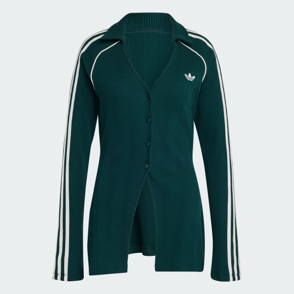 Gronn ADIDAS ORIGINALS BUTTON DOWN WAFFLE Long-Sleeve Top
