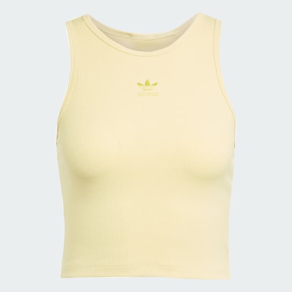 adidas Essentials Ribbed Tank Top - Yellow | Free Shipping