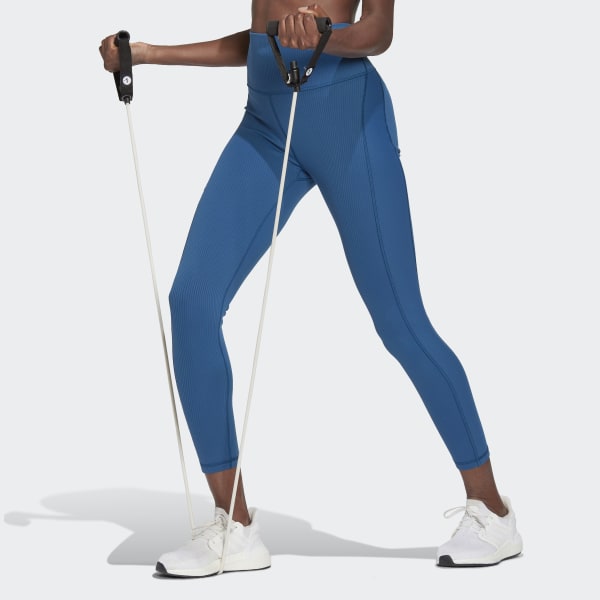 adidas Yoga Studio Luxe Wind Super-High-Waisted Rib Leggings - Blue