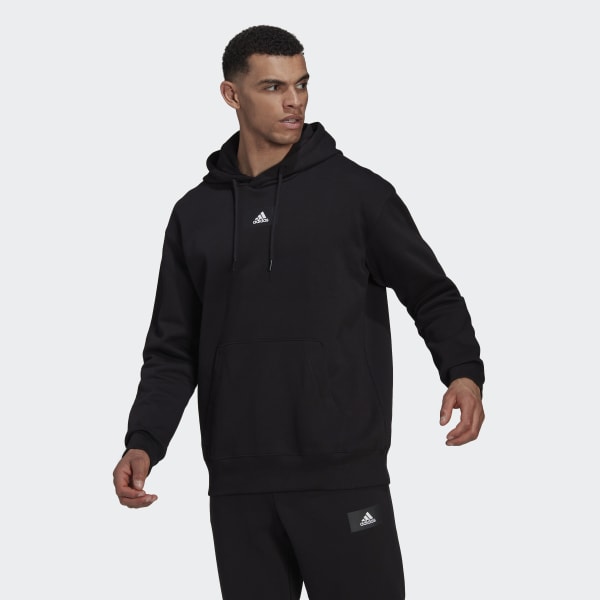 Noir Sweat-shirt à capuche en molleton de coton à emmanchures tombantes Essentials FeelVivid TT585