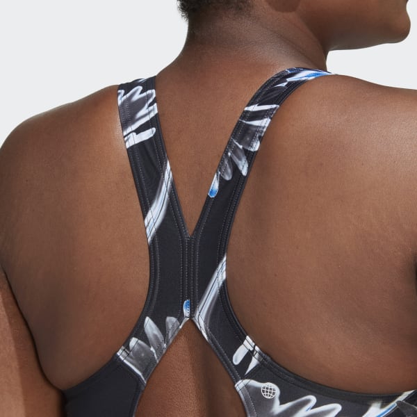 Noir Maillot de bain graphique Positivisea 3-Stripes (Grandes tailles) TL443