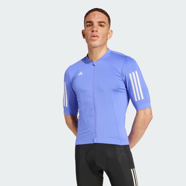 Blau Tempo 3-Streifen Radtrikot
