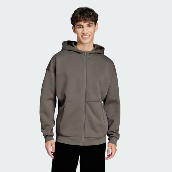 Bej Future Icons 3-Stripes Full-Zip Kapüşonlu Üst