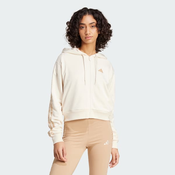 White Essentials Seasonals Animal French Terry Full-Zip Hoodie
