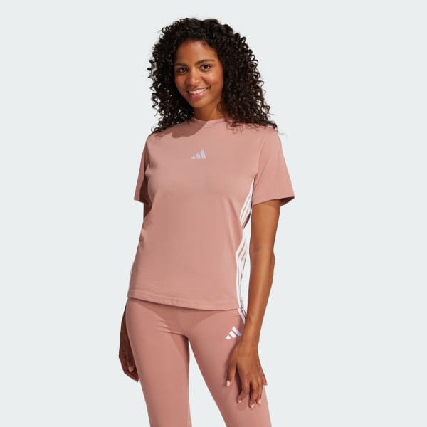 Rosa Playera Essentials 3 Franjas Algodón