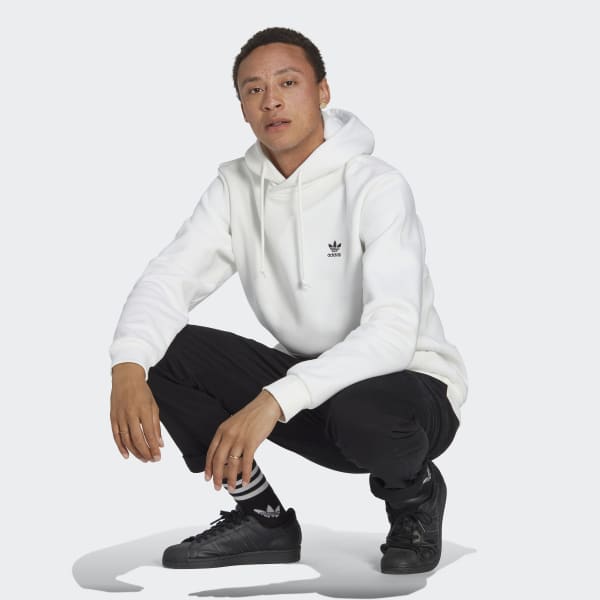 Hvid Trefoil Essentials hættetrøje