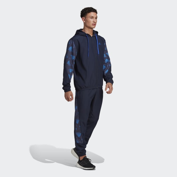 Blue Woven Allover Print Track Suit UV642