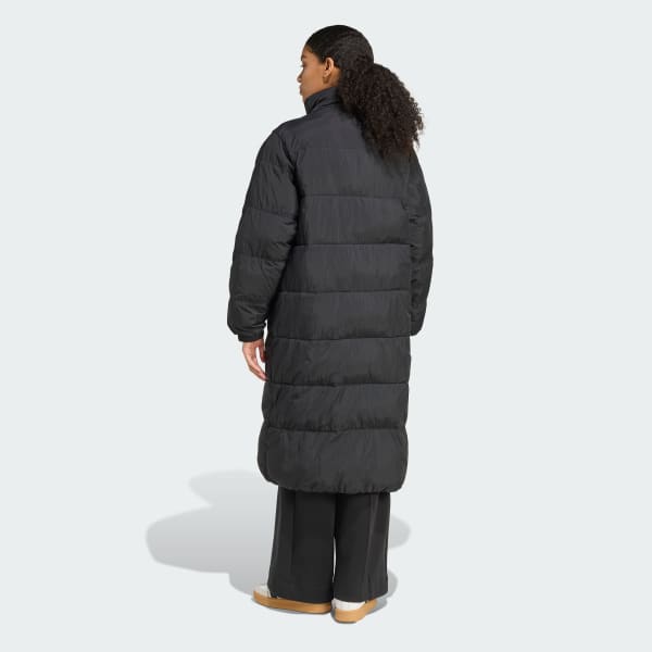 Black Adicolor Long Synthetic Down Puffer Coat
