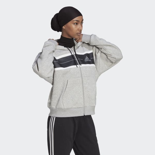sedá Mikina Essentials Pinstripe Block Fleece Full-Zip Loose Fit HQ542