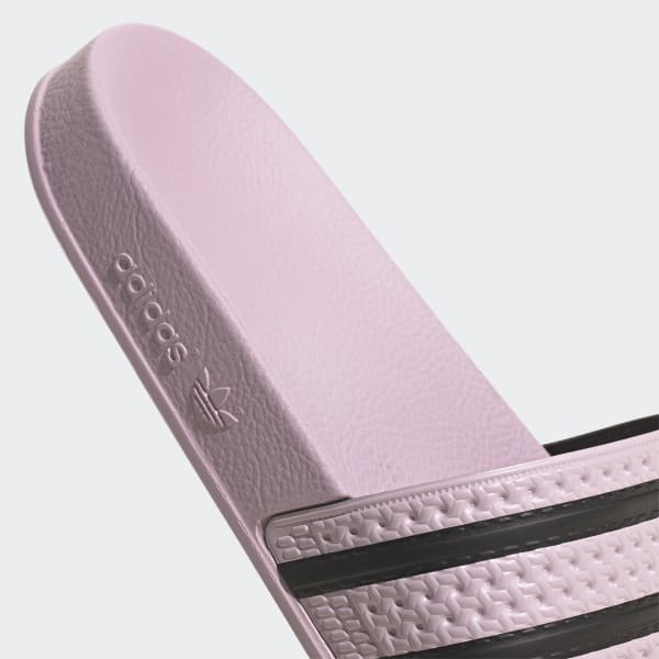 Adidas black best sale and pink slides